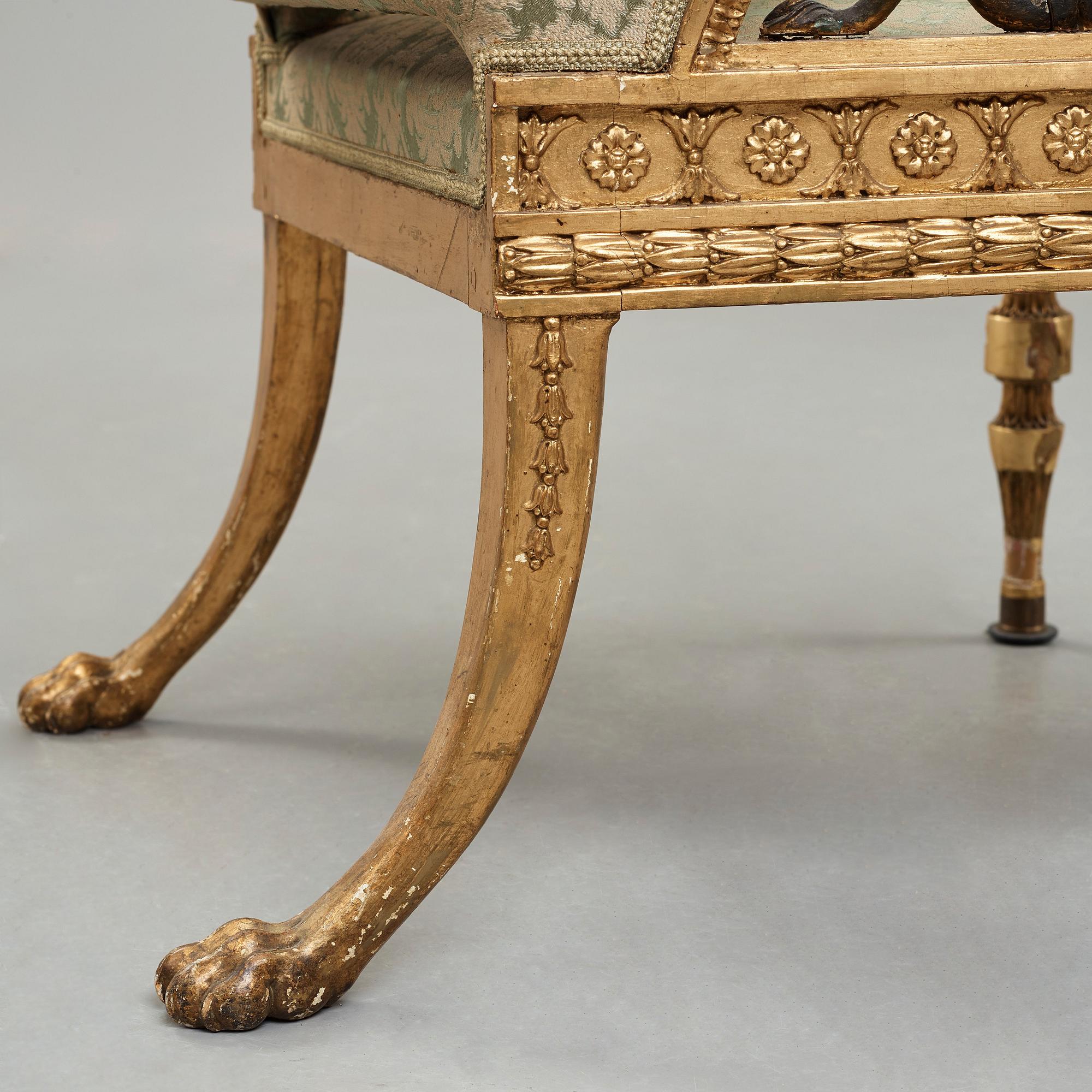 A large late Gustavian armchair by Ephraim Ståhl (chairmaker in Stockholm 1794-1820), not signed, mid 1790's.