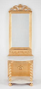 SPEGEL med KONSOLBORD, nyrokoko, 1800-talets andra hälft.