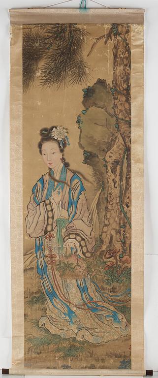 A hanging scroll, ink and color on paper, Qing dynasty.