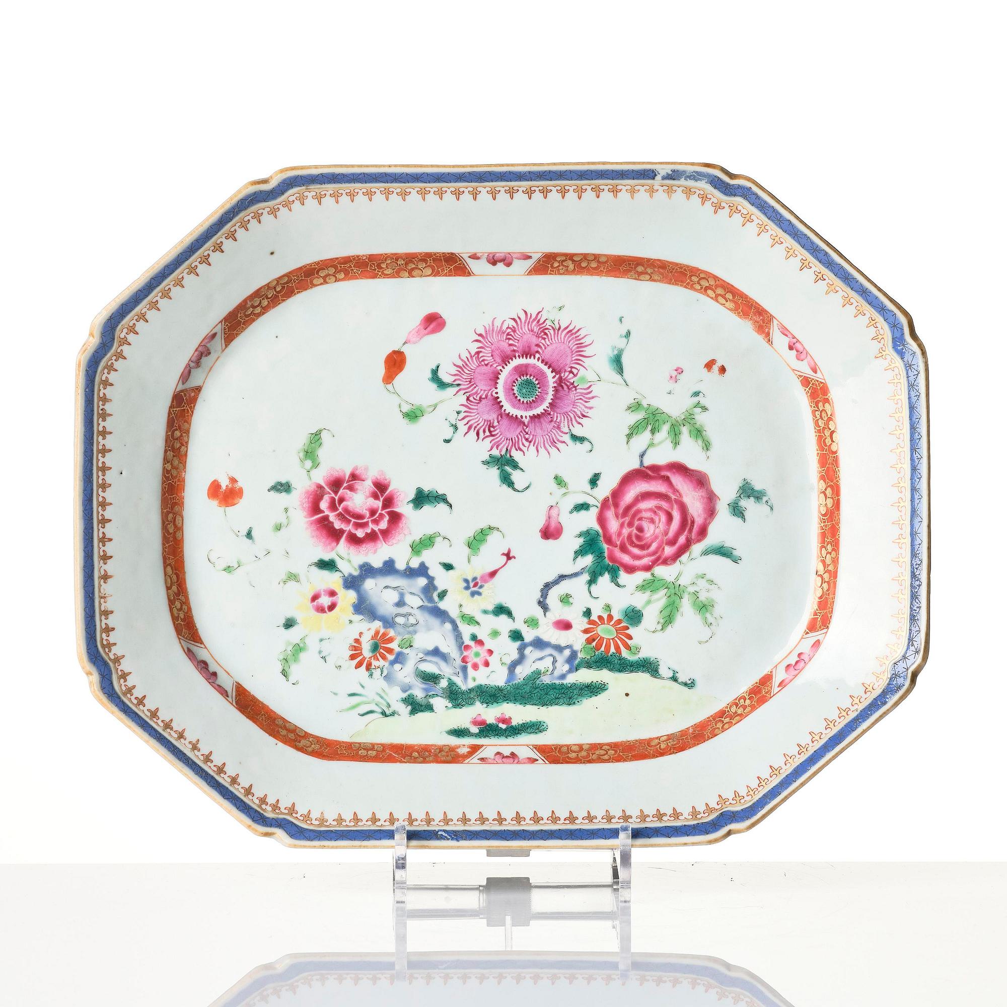 A famille rose tureen with cover and a serving dish, Qing dynasty, Qianlong (1736-95).