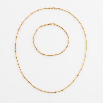 Collier och armband, 18K guld.