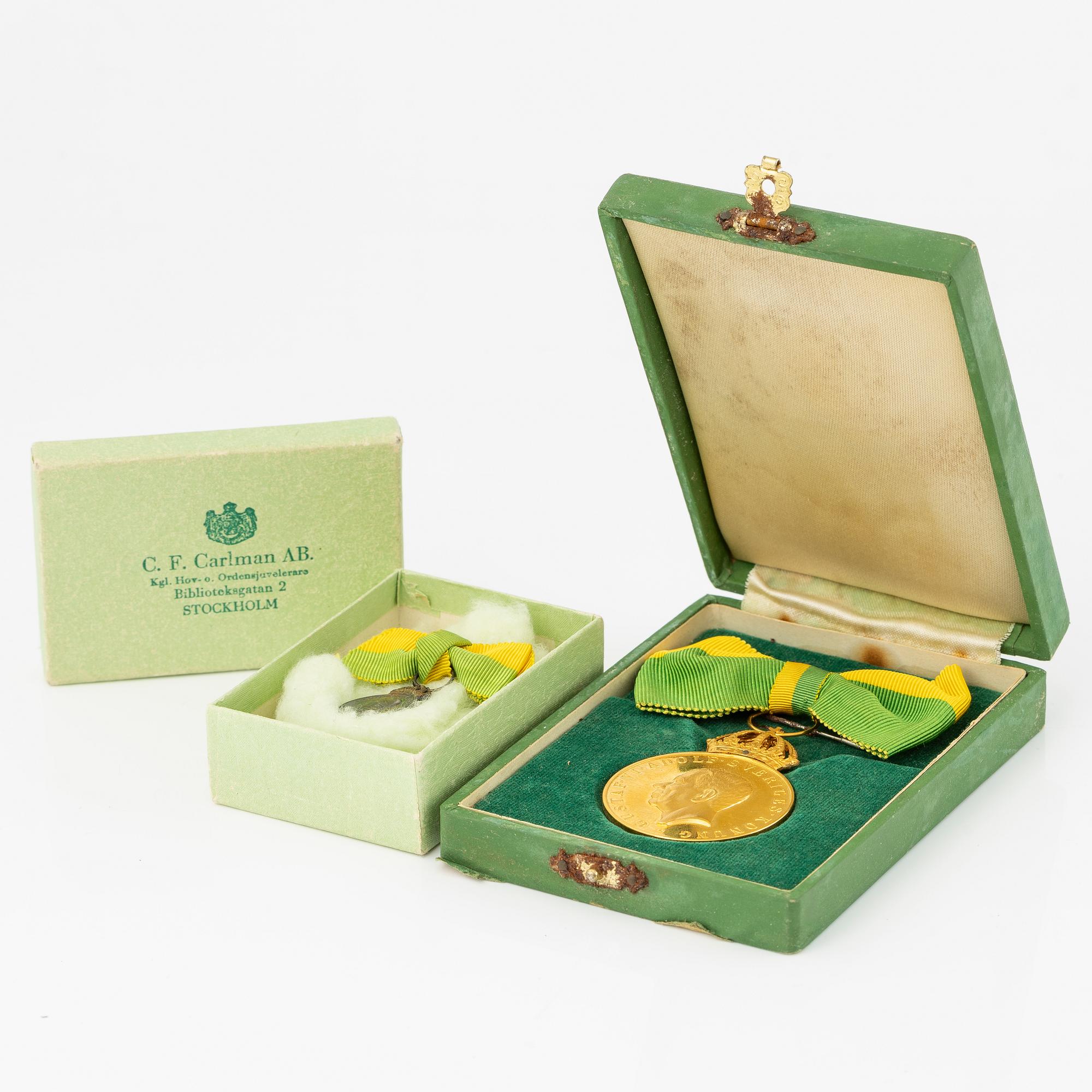 Guldmedalj  Gustaf VI Adolf, Sverige, Kungliga Patriotiska Sällskapet 1964.