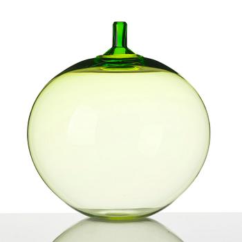 Ingeborg Lundin, vas, grönt underfångsglas, "Äpplet", Orrefors efter 1957.