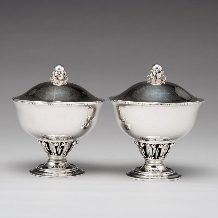 Georg Jensen, a pair of sterling bonbonnières, Copenhagen 1920's, design nr 180 C.