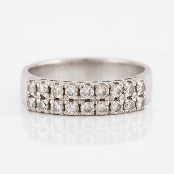 Ring, half eternity, 18K white gold double row with brilliant-cut diamonds totalling 0.57 ct according to engraving.