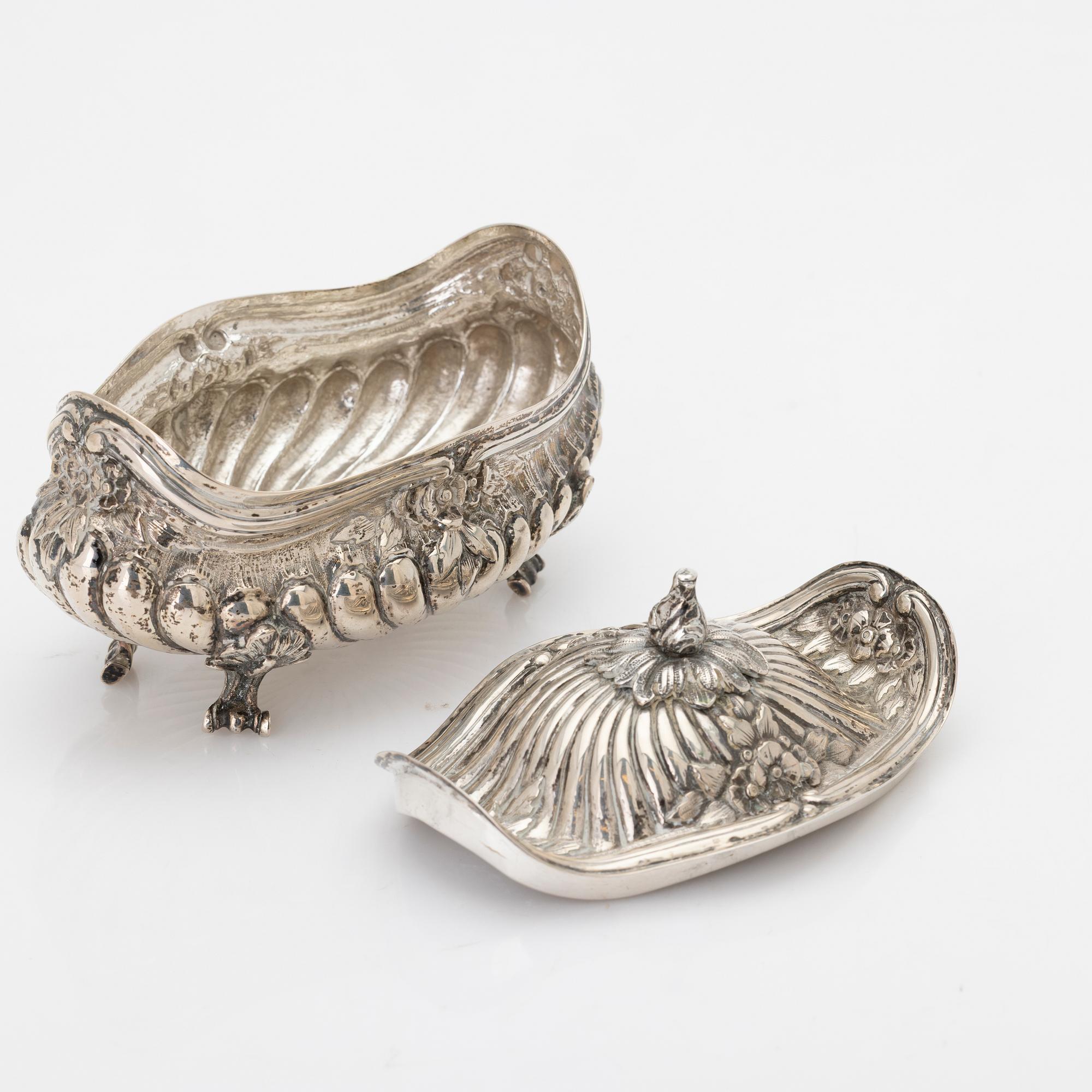 Silver sugar bowl, Historicism, Germany, early 20th century.