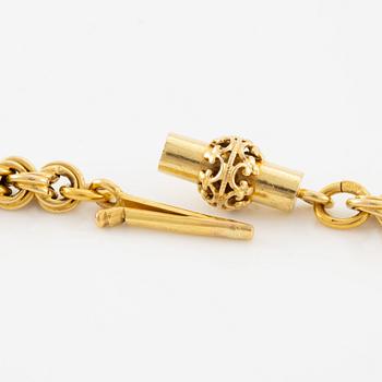 Medaljong 18K guld med pärlor med kedja 18K guld.