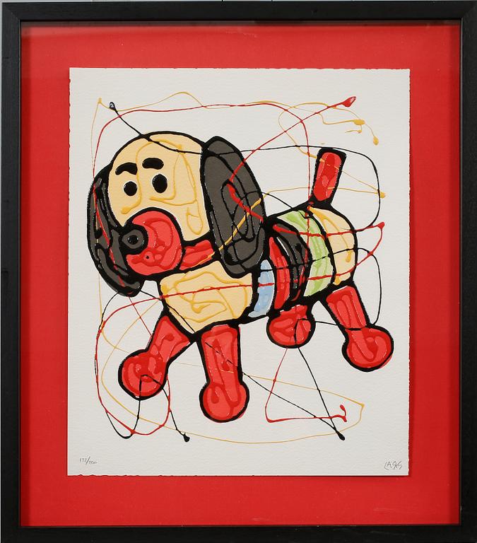 LARS TUNEBO, handkolorerad färglitografi, signerad och daterad 132/250.