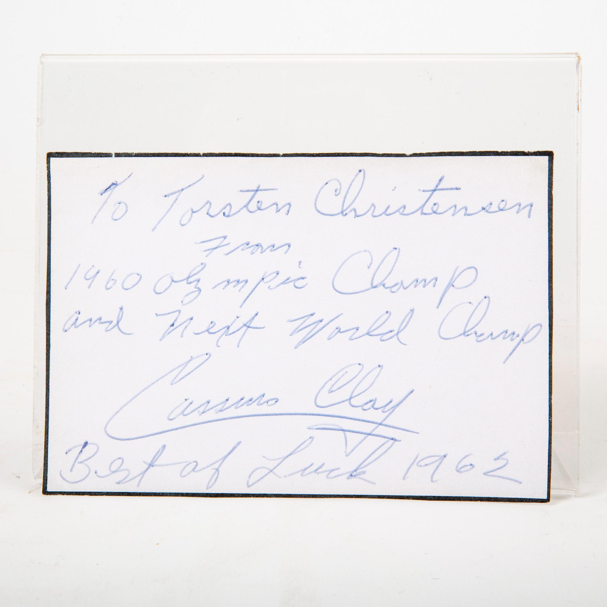 A Cassius Clay autograph dated 1962.