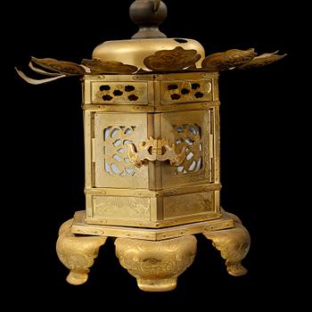 A Japanese brass lantern, 20th Century.