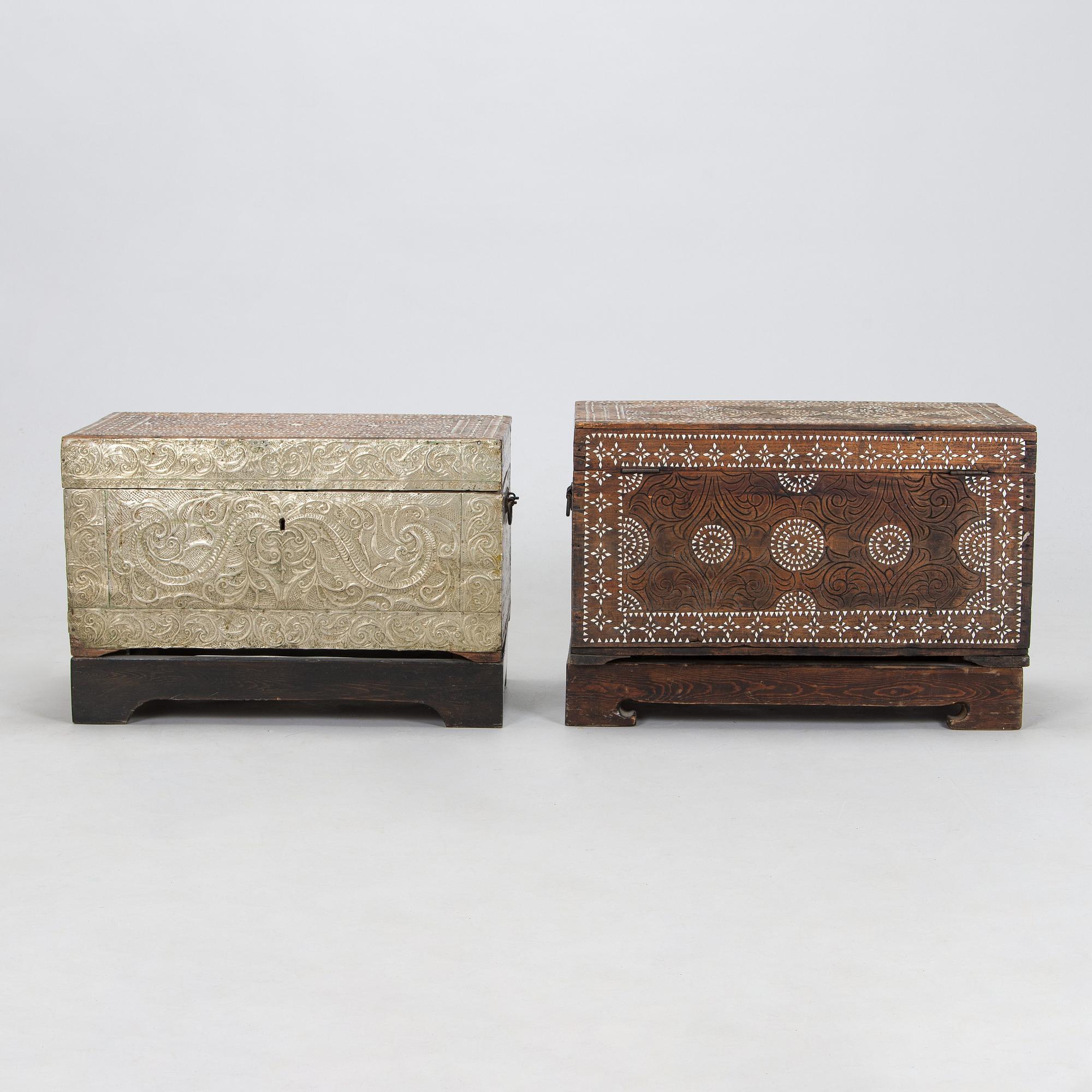 Two shell inlay chests, Philippines 20th century.