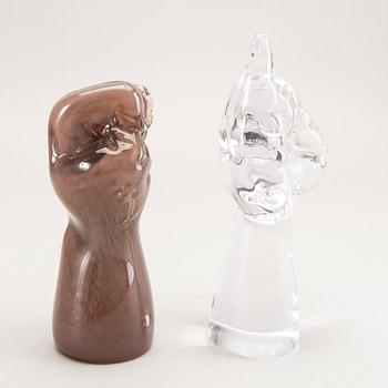 Elna Melusine Jolom, two signed glass sculpture.