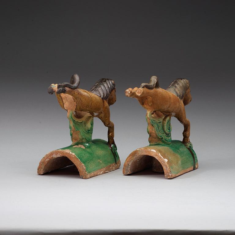 A pair of roof tiles, Ming dynasty, 17th century.