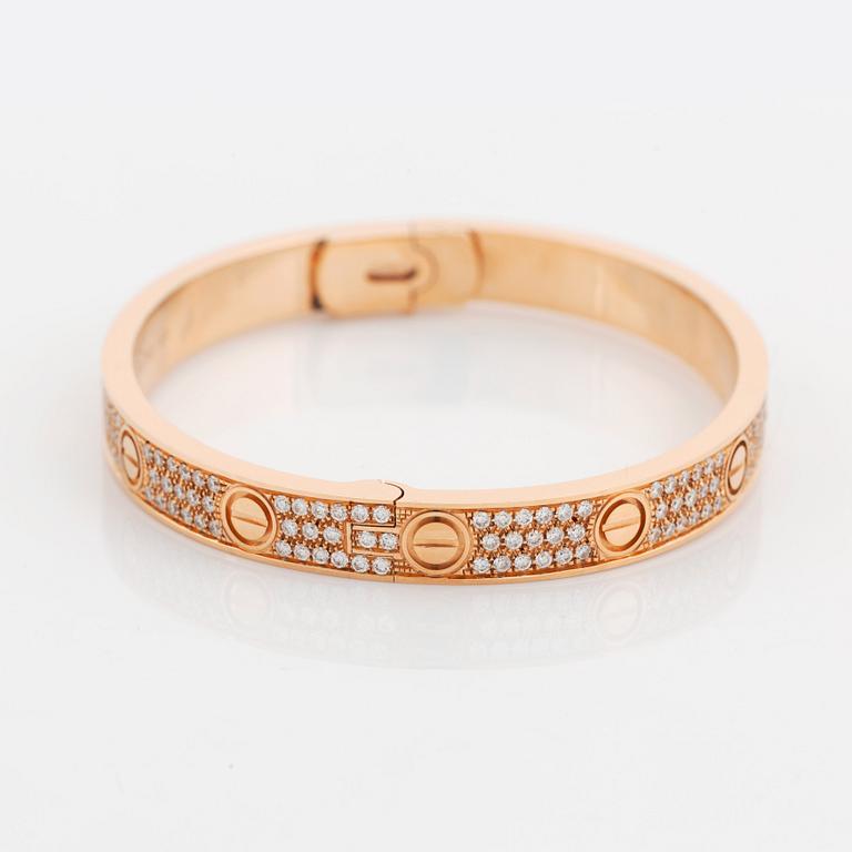 A Cartier bracelet "Love" in 18K rose gold set with round brilliant-cut diamonds.