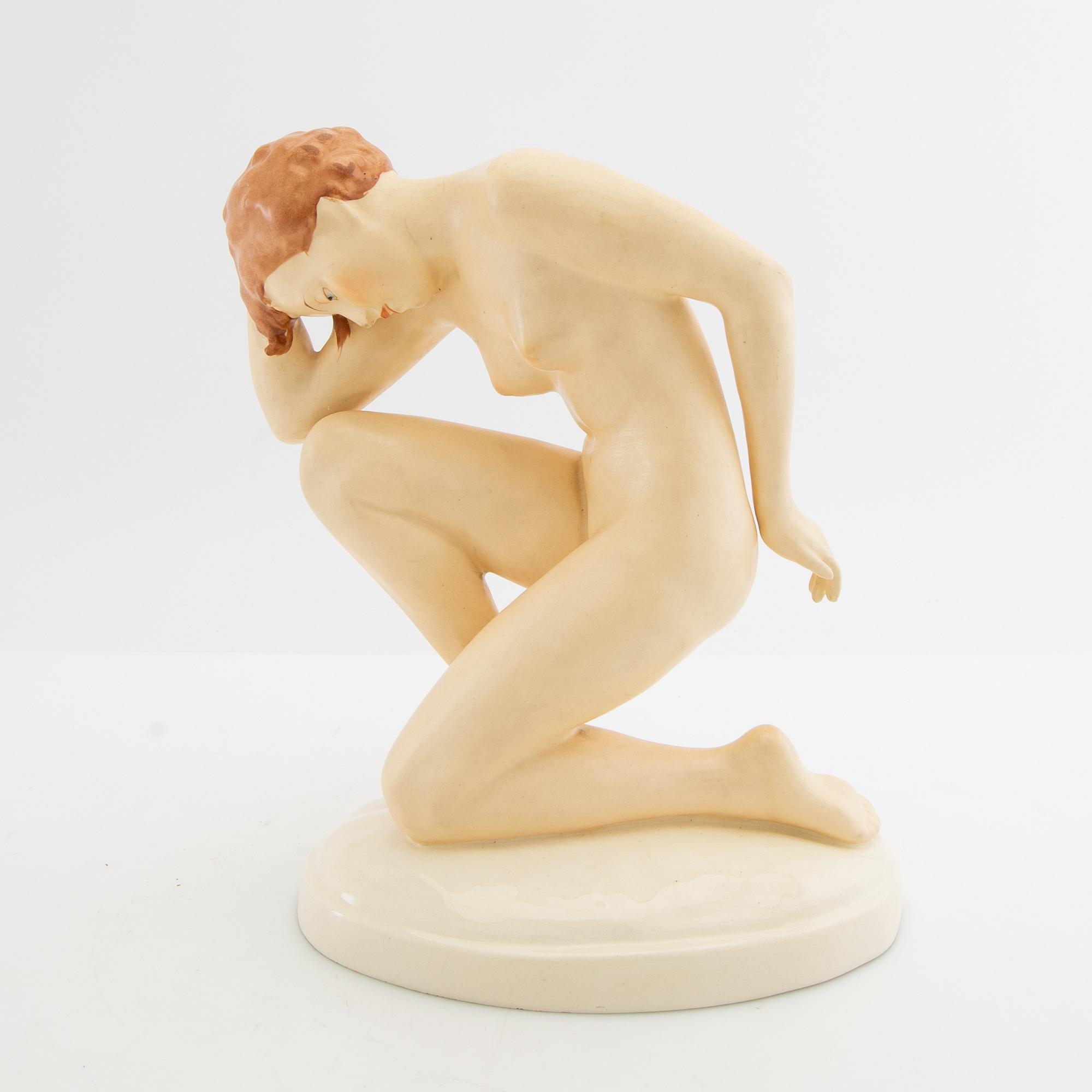 Elly Strobach figurine Royal Dux 1940s porcelain.