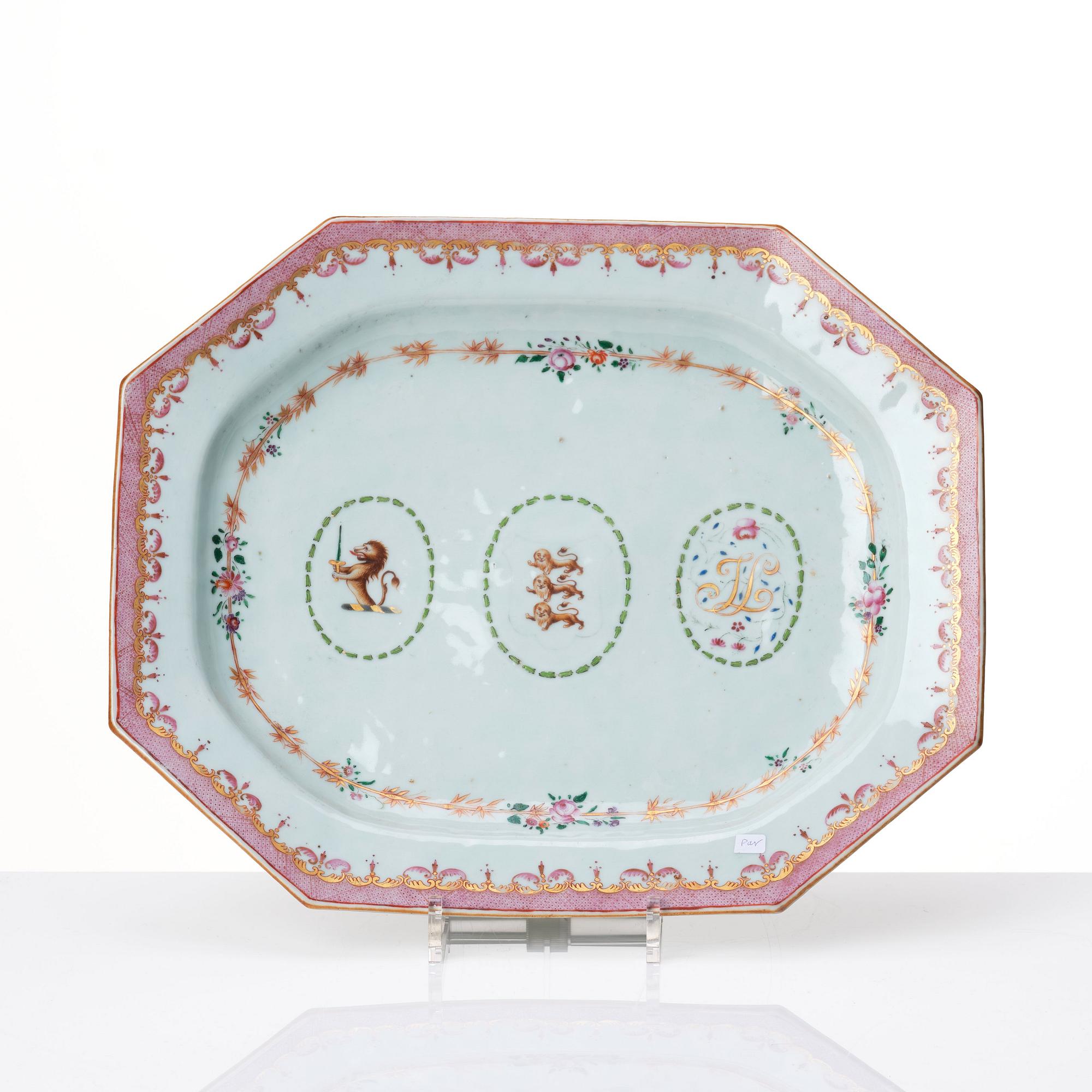 Two famille rose armorial serving dishes, Qing dynasty, Qianlong (1736-95).