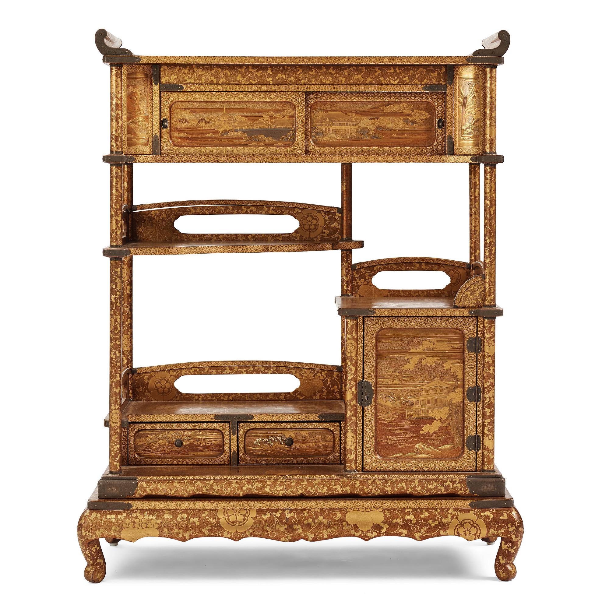 A Japanese lacquered display cabinet, Shodona, 19th Century.