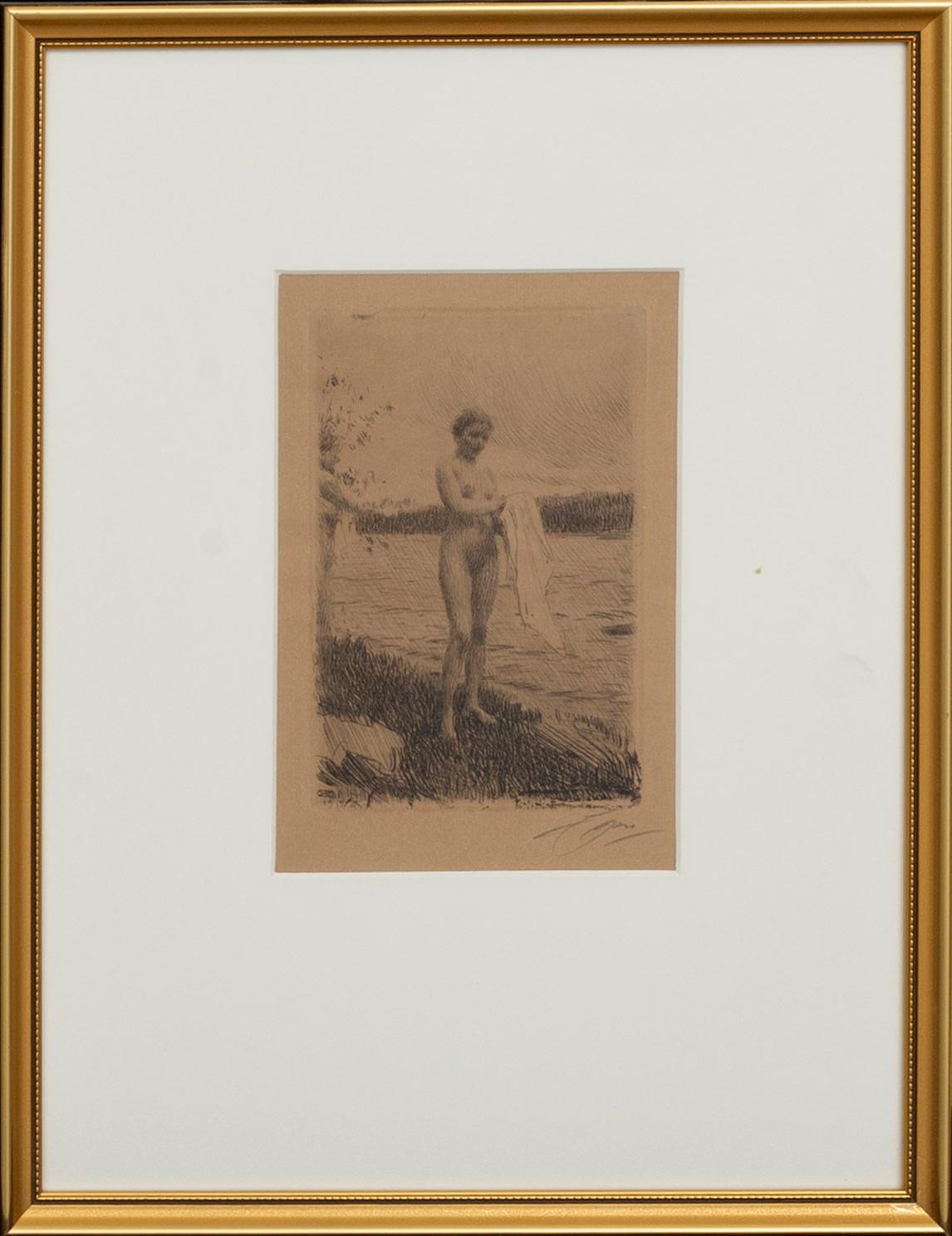 Anders Zorn, etsning, 1919, signerad.