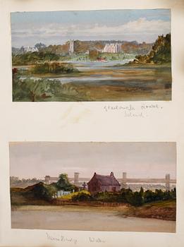 MAPP med 15 akvareller, England, 1800-/1900-tal.