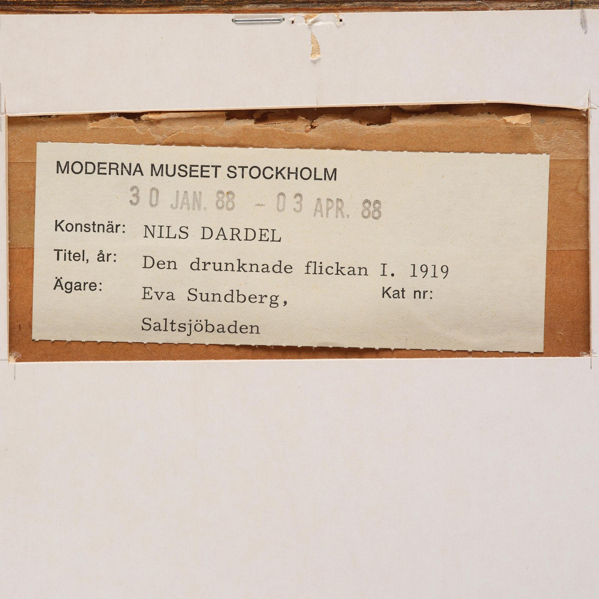 Nils von Dardel, ”Den drunknade flickan I".
