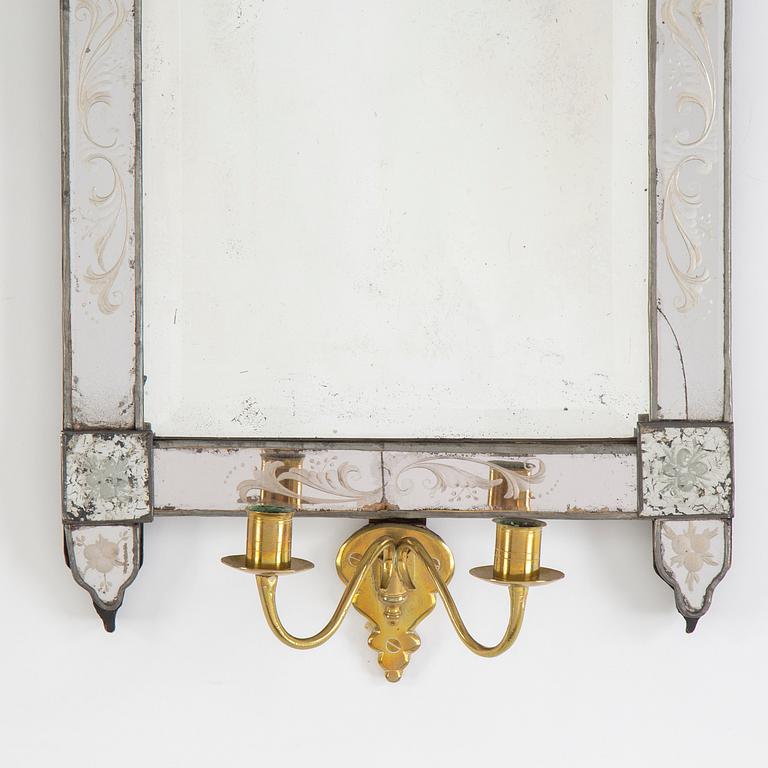 A pair of late baroque style mirror sconces, 19th century.