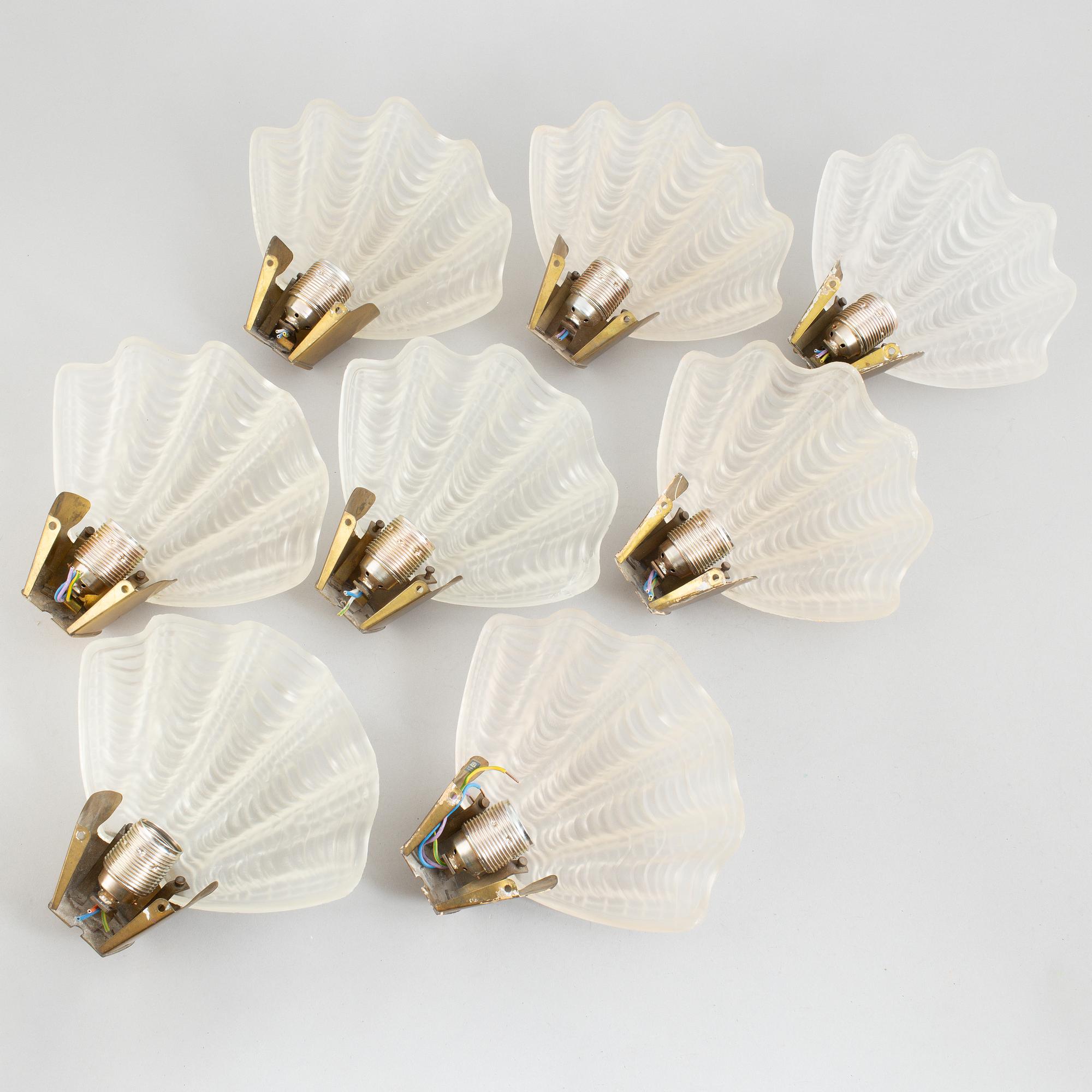 Asea, a set of eight 'Coquille' wall lights, Sweden, 1940's.