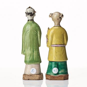 Figuriner, åtta stycken, porslin. Qingdynastin, 1800-tal.