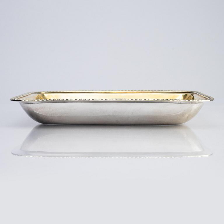 A Swedish parcel-gilt silver dish, mark of Johan Petter Grönvall, Stockholm 1829.