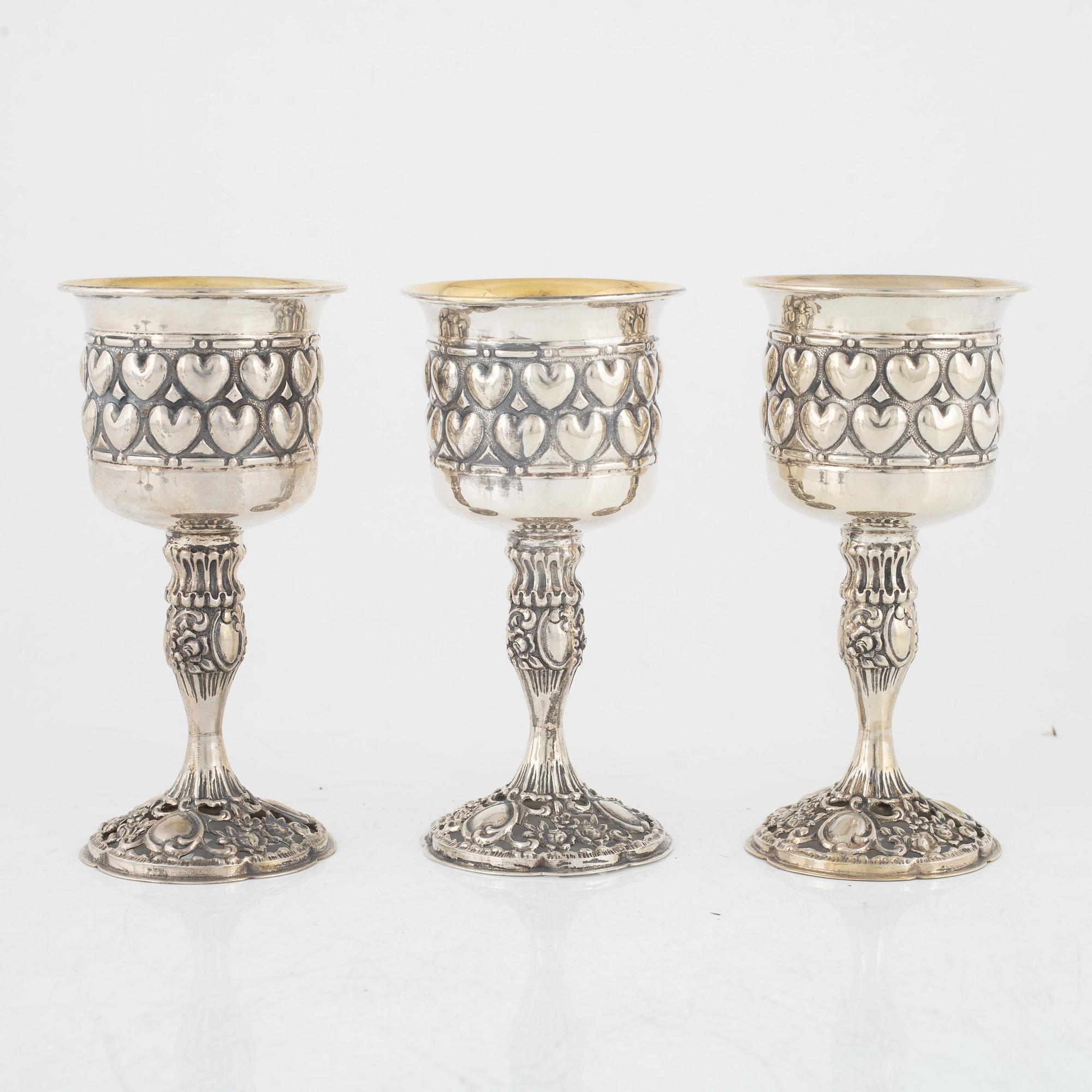 Bägare, 6 st, silver, Norge, 1900-talets först hälft.