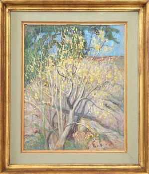 FOLKE HERMELIN, olja på pannå, sign.