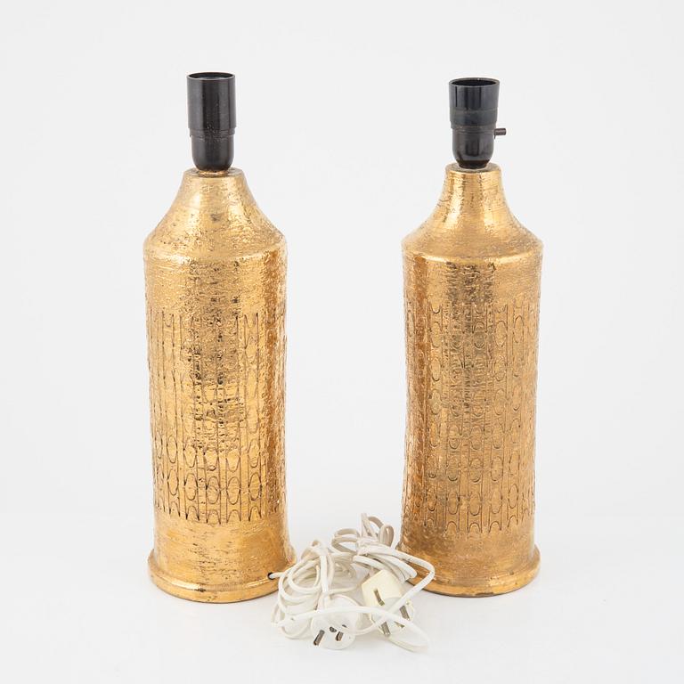 A pair of stoneware table lights, Bitossi for Bergboms, 1970's.