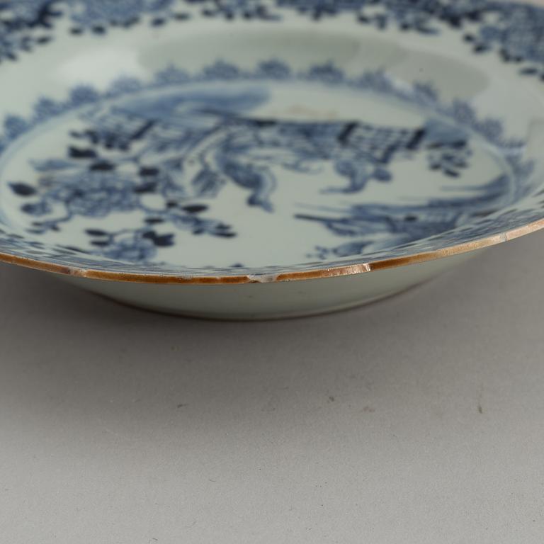 Seven (6+1) blue and white soup plates, Qing dynasty, Qianlong (1736-95).