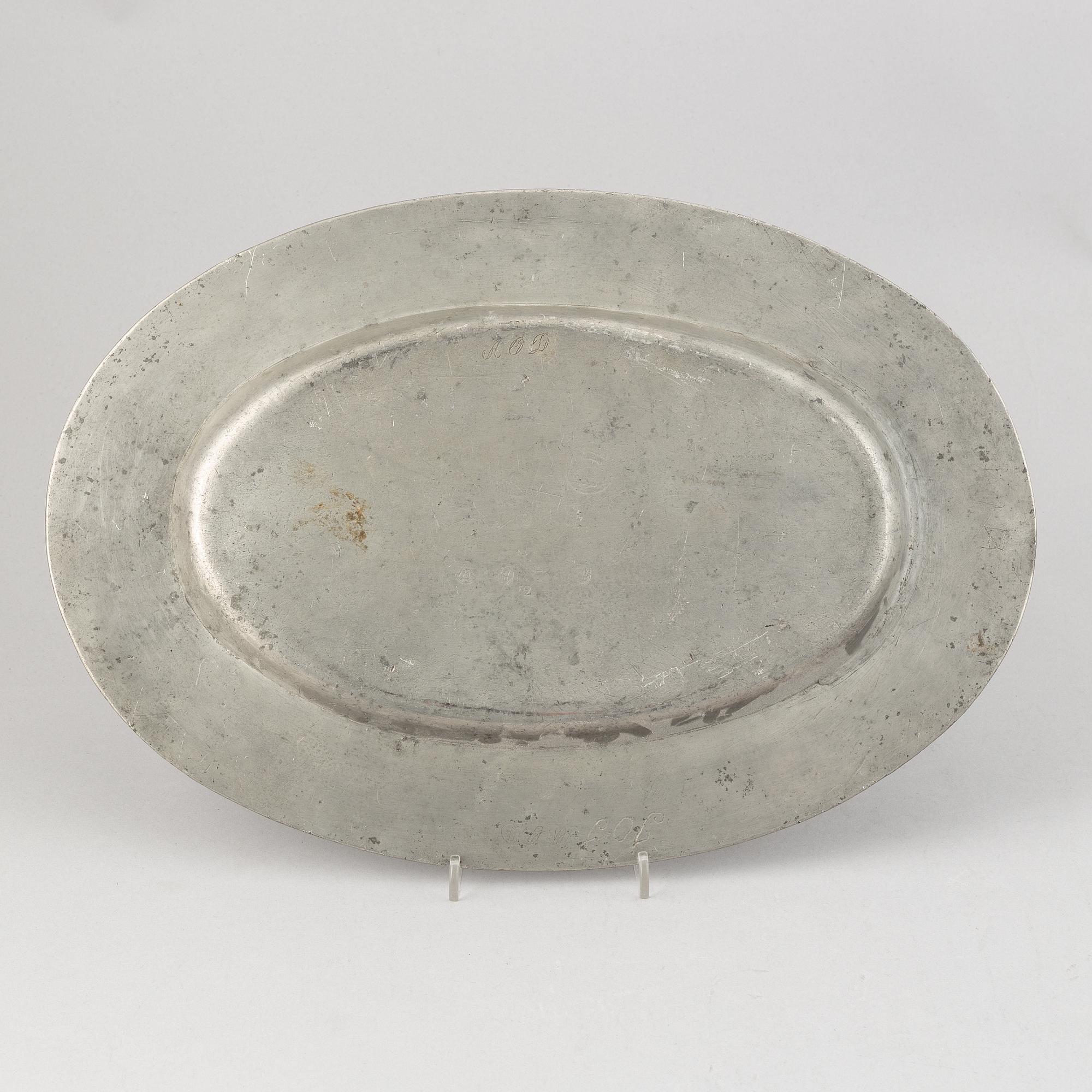 A group of six pewter dishes, different makers mark, most early 19th Century, Swedish/English.