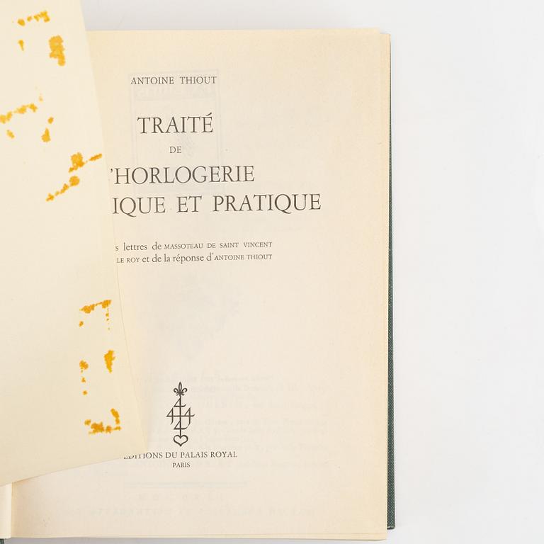 Facsimiles of books about clocks and watchmaking – 19 vols.