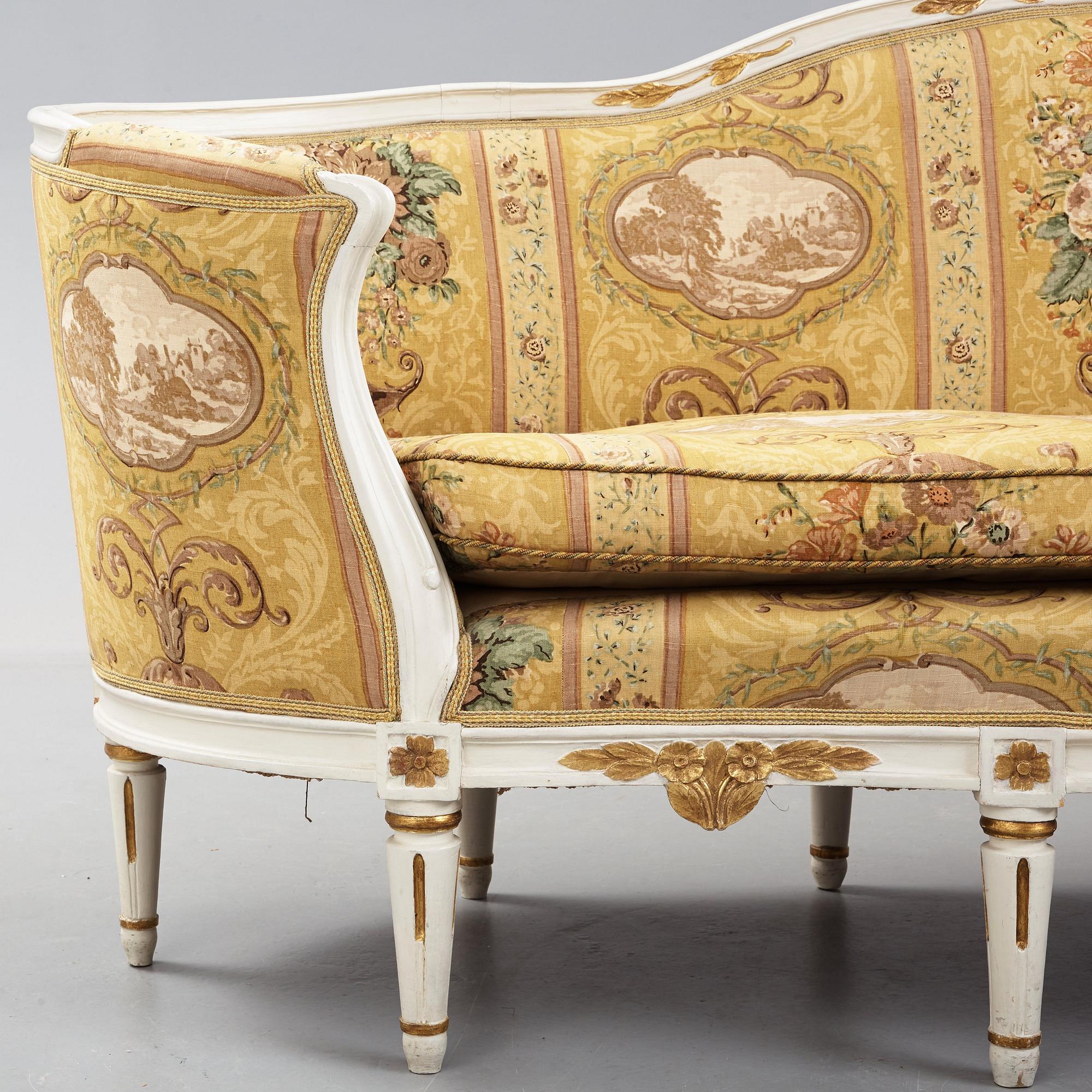 Soffa, gustavianskt stockholmsarbete, 1700-talets slut.