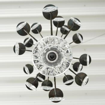Erik Höglund, a wrought iron and glass chandelier, Boda Smide.