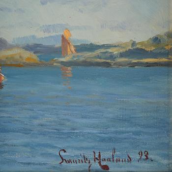 Lauritz Haaland, Sailing ship by the cliffs.