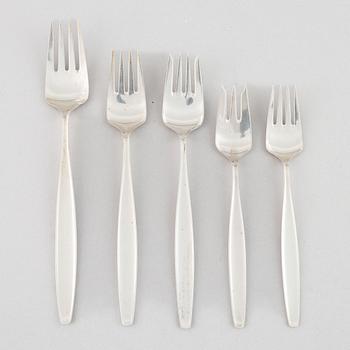 Tias Eckhoff, cutlery set, 99 pieces, sterling silver, "Cypress", Georg Jensen, Denmark.