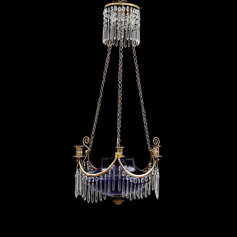 A late Gustavian early 19th century four-light hanging-lamp.