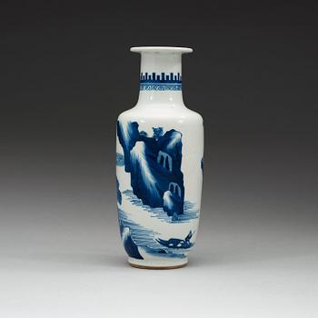 A blue and white vase, Qing dynasty with six character mark.