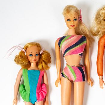 Barbie dolls, 7 pcs, Mattel, 1960s/70s.