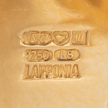 Lapponia, a pair of earrings, 18K gold with white metal likely platinum, Finland 1988.