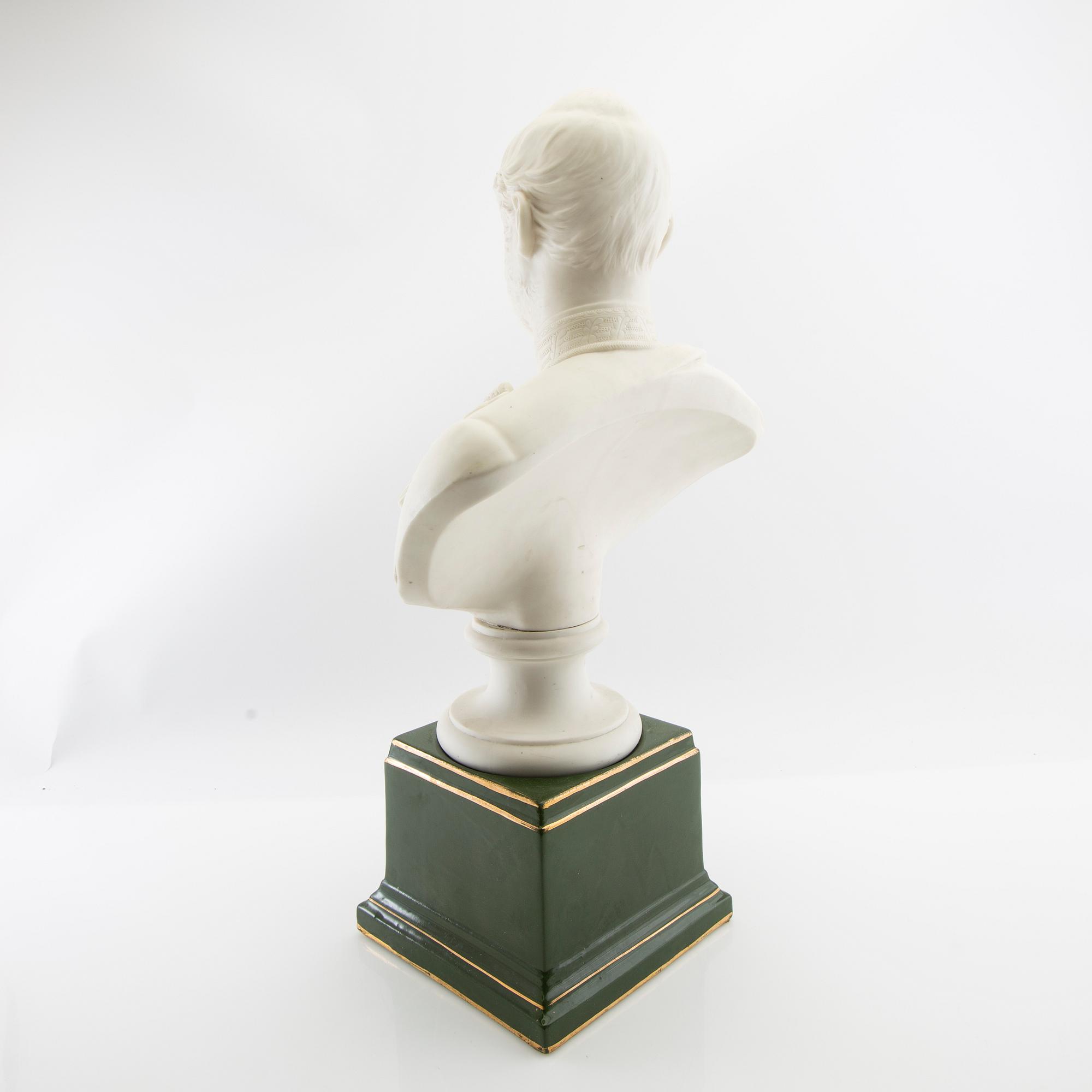 Text: """
: "JP Molin Bust depicting King Charles XV Gustavsberg, first half of the 20th century-.