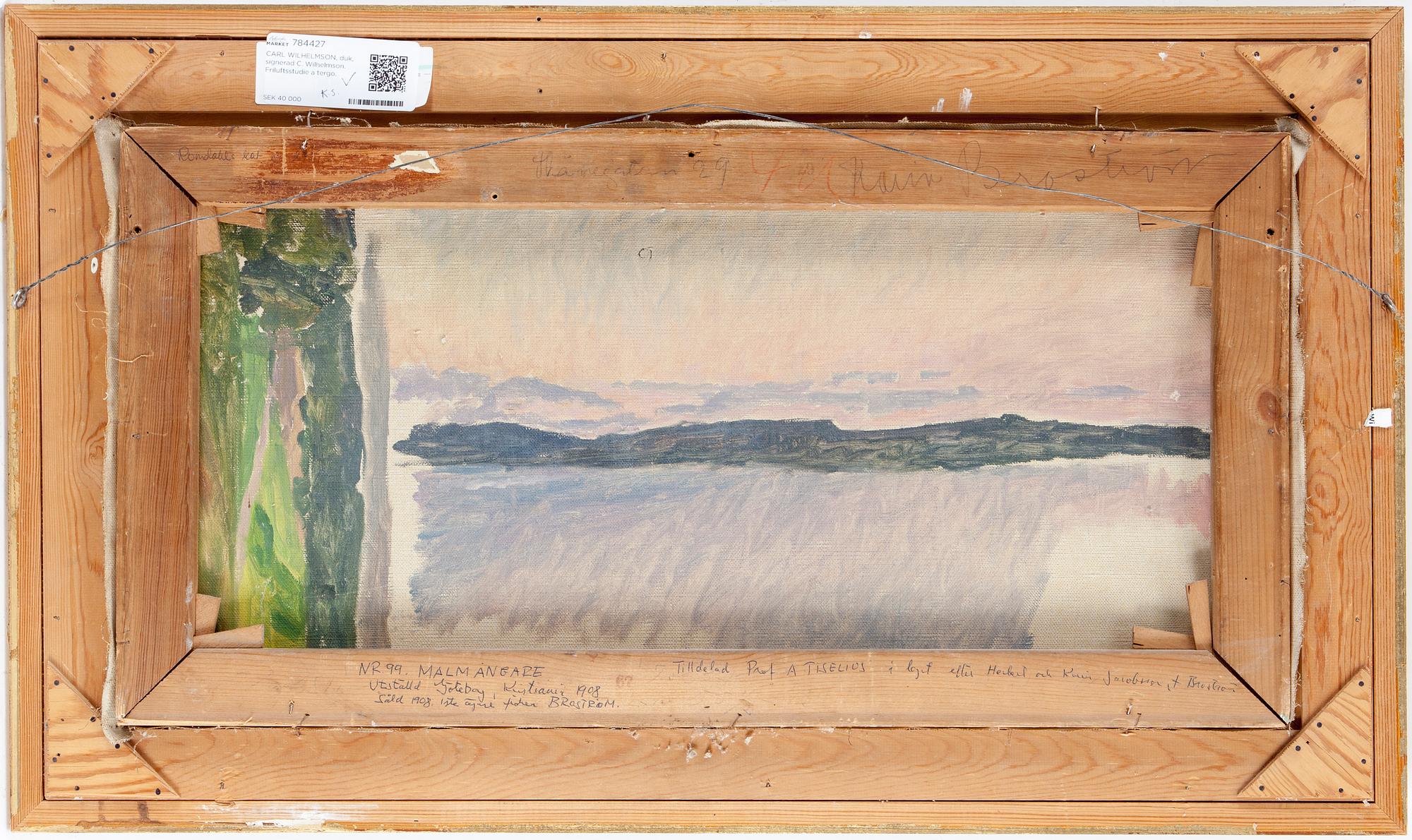 CARL WILHELMSON, canvas, signed Carl Wilhelmson. Plein air study on verso.