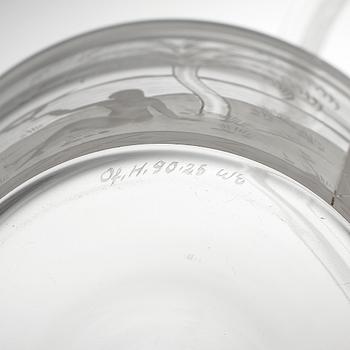 SKÅL med FAT, glas, Edward Hald, Orrefors, signerad och daterad 1925.