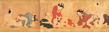 Unidentified artist, Shunga painting, seven erotic scenes, Japan.