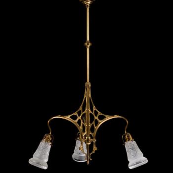 An art nouveau ceiling lamp, early 20th century.