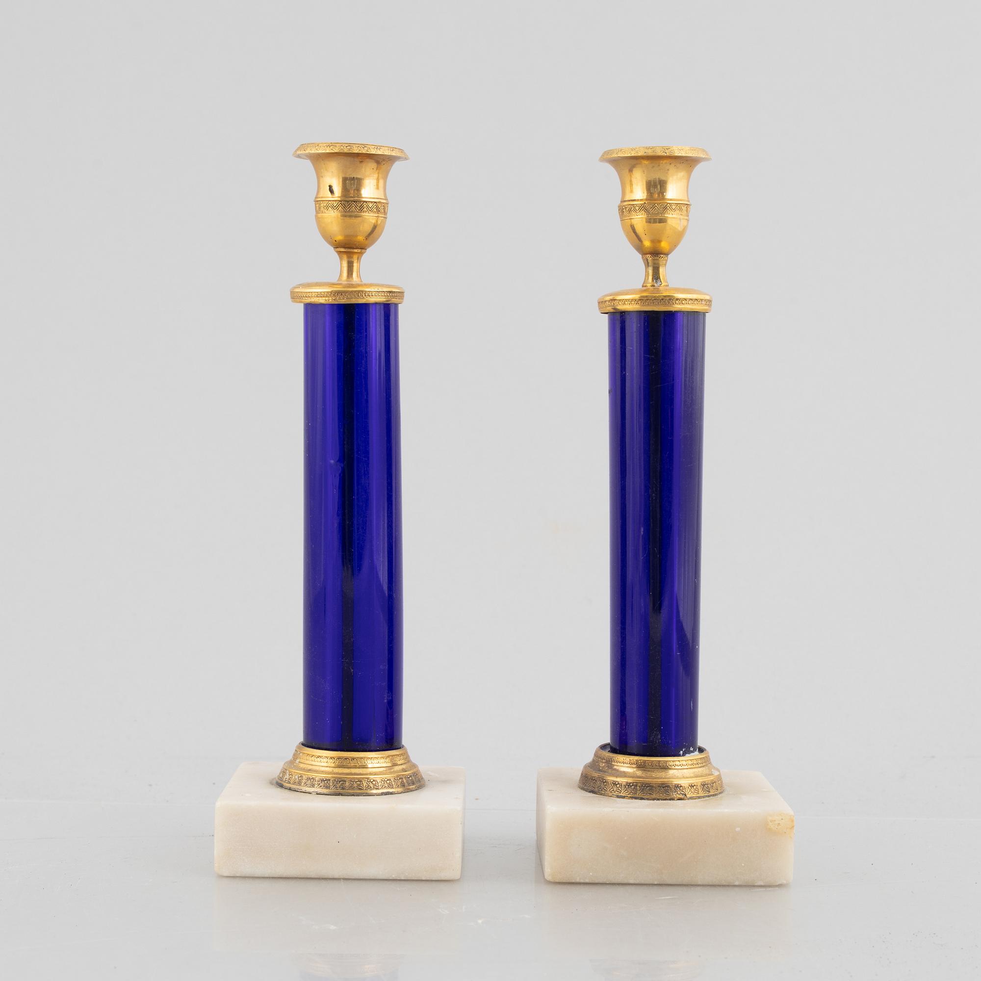 Ljusstakar, ett par, sengustaviansk stil med äldre delar.