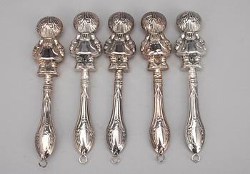 SKALLROR, 5 st, silver 830. Vikt 109 g.
