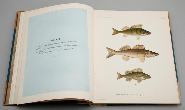 BÖCKER, 3 vol, "Skandinaviens Fiskar", av FA Smitt, med illustrationer av W von Wright.